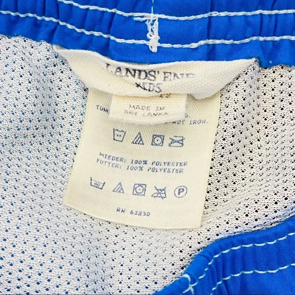 Lands End blue and navy swim trunks boys medium